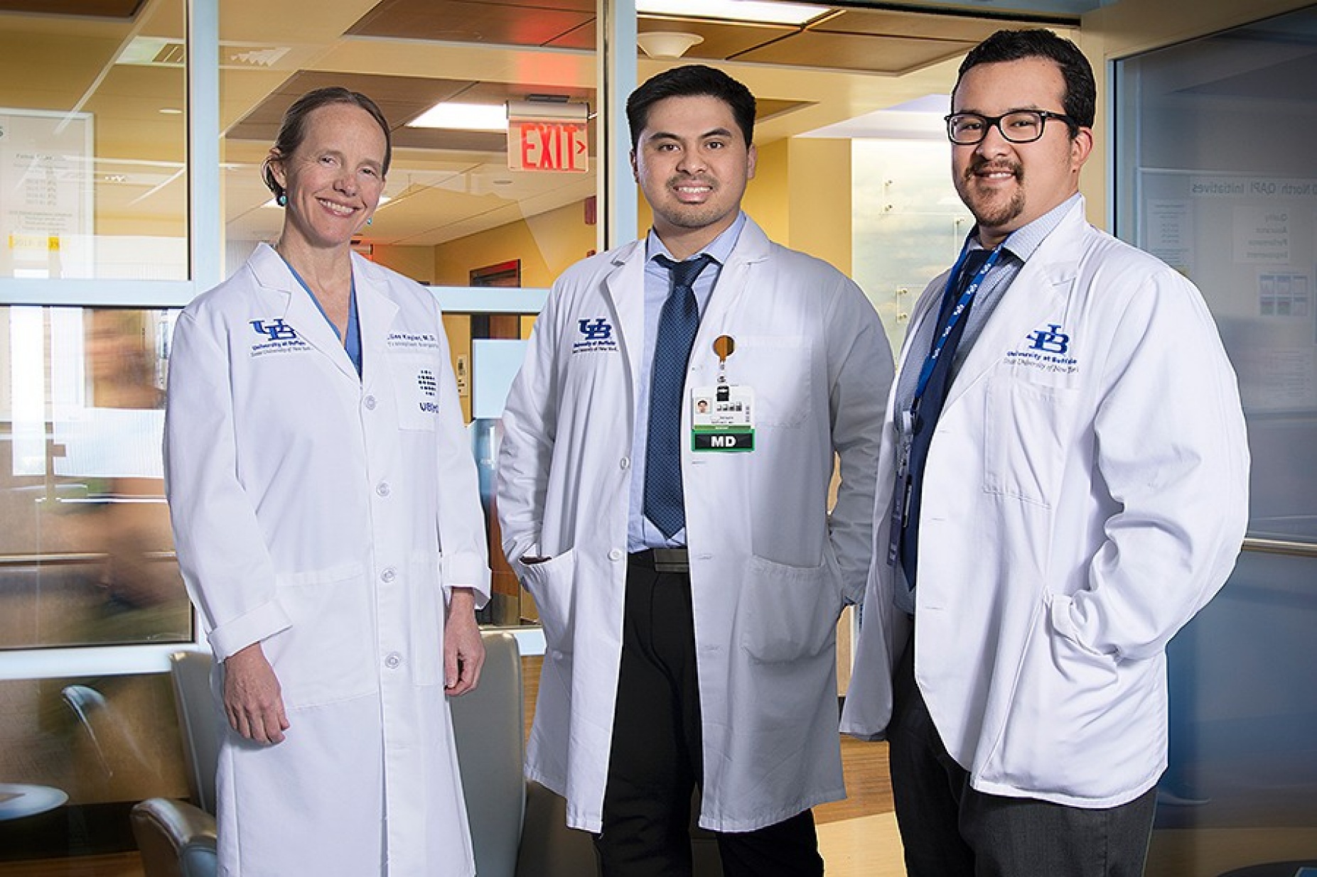 Liise K. Kayler, MD; John Reinier F. Narvaez, MD; and medical student Kevin Espino. 