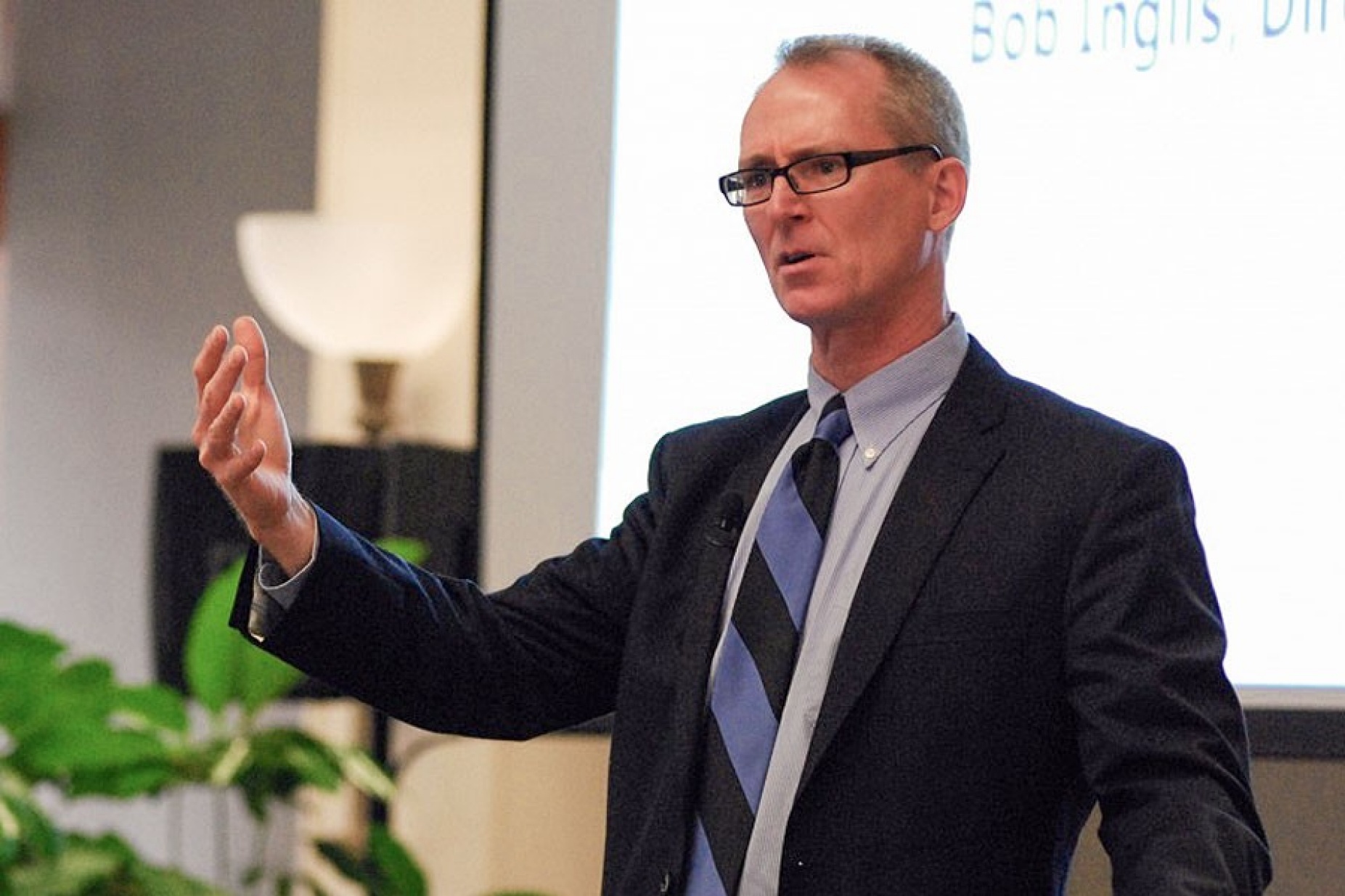 Photo of former Congressman Bob Inglis of South Carolina, during a speech. 