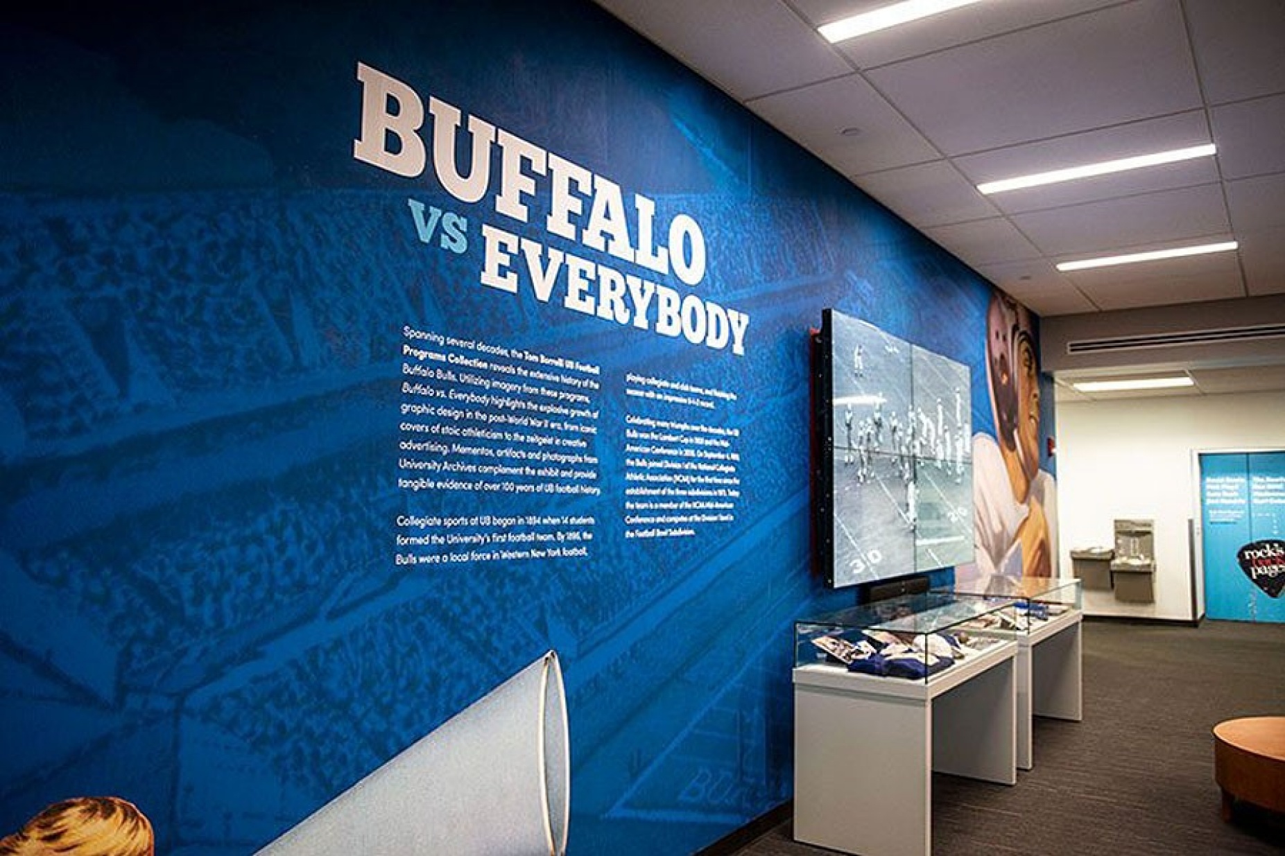 "Buffalo vs Everybody" exhibit in the Silverman Library.