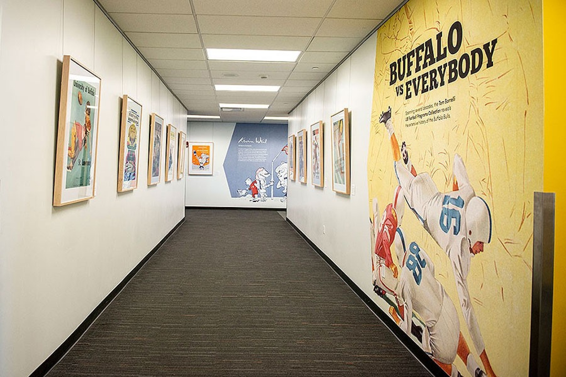 "Buffalo vs Everybody" exhibit in the Silverman Library.