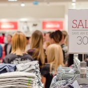 People in line at a store. 