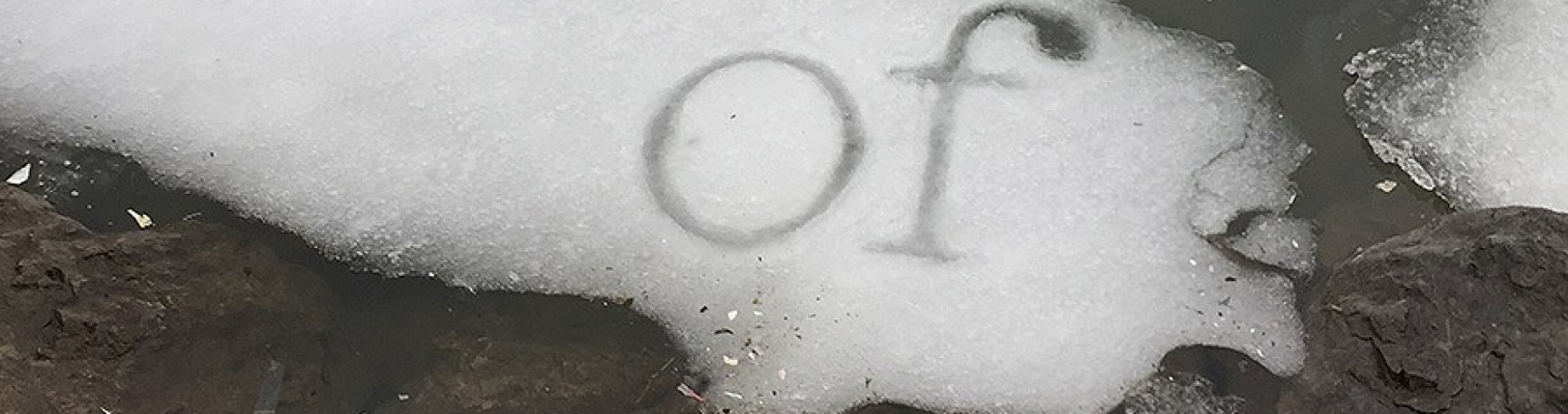 The word "of" was scratched into ice along the Outer Harbor by artist Shelley Jackson. 
