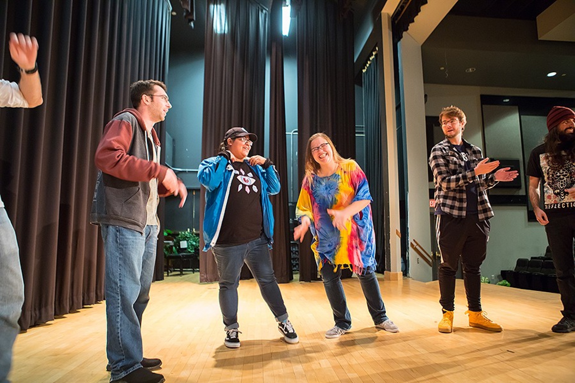 Improv club warming up. 