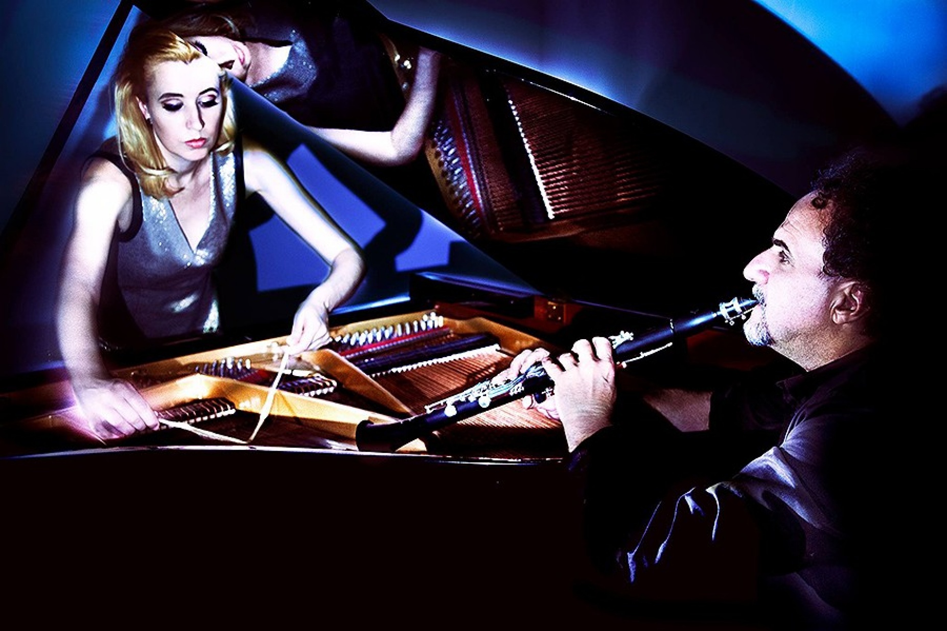 Kathleen Tagg (left) and David Krakauer promotional photo for their program, "Voyages.".