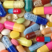 Pile of colorful pills and capsules. 