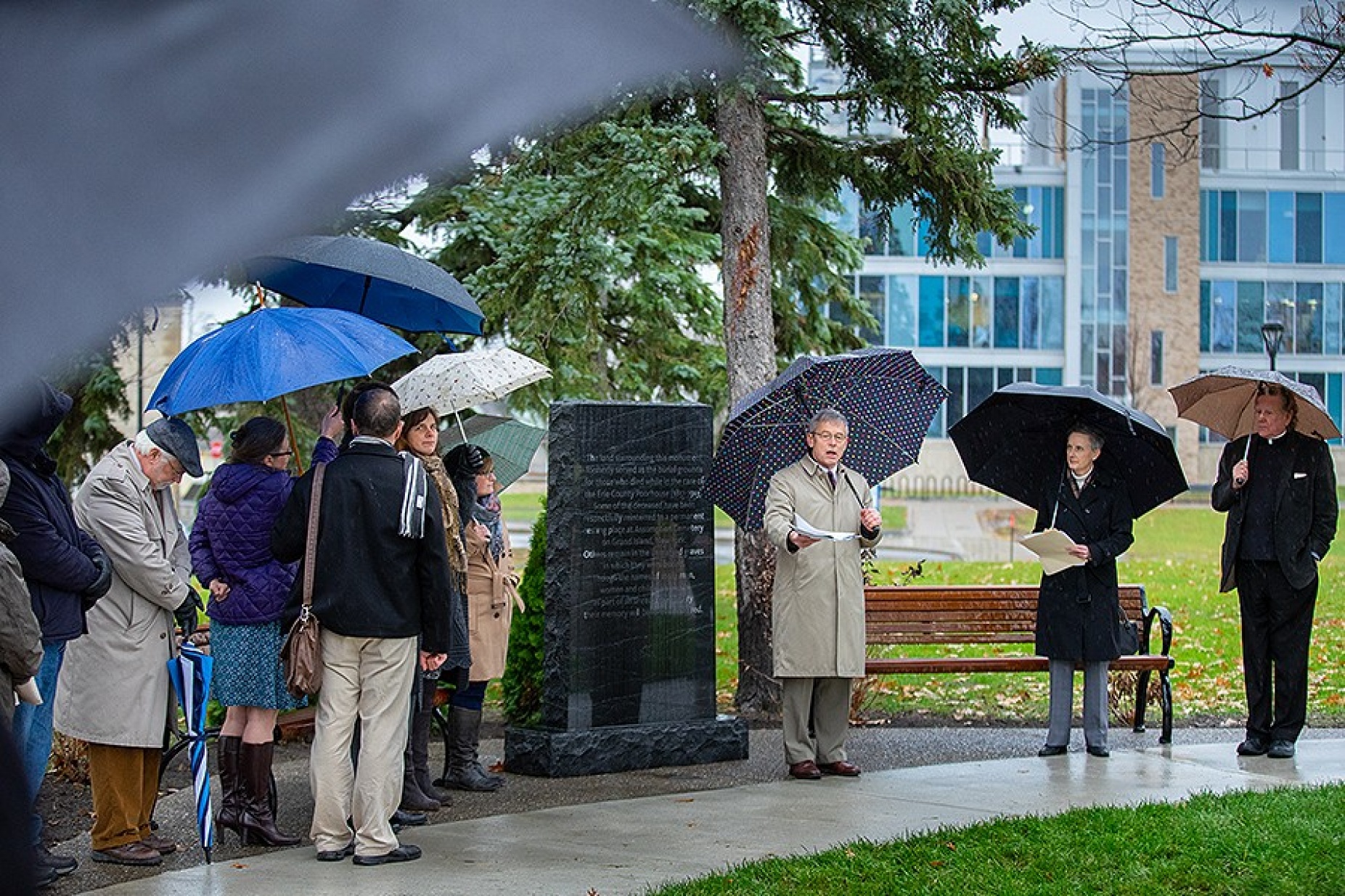 Provost Zukoski speaks during the dedication ceremony for the Memorial Garden on the UB South Campus.