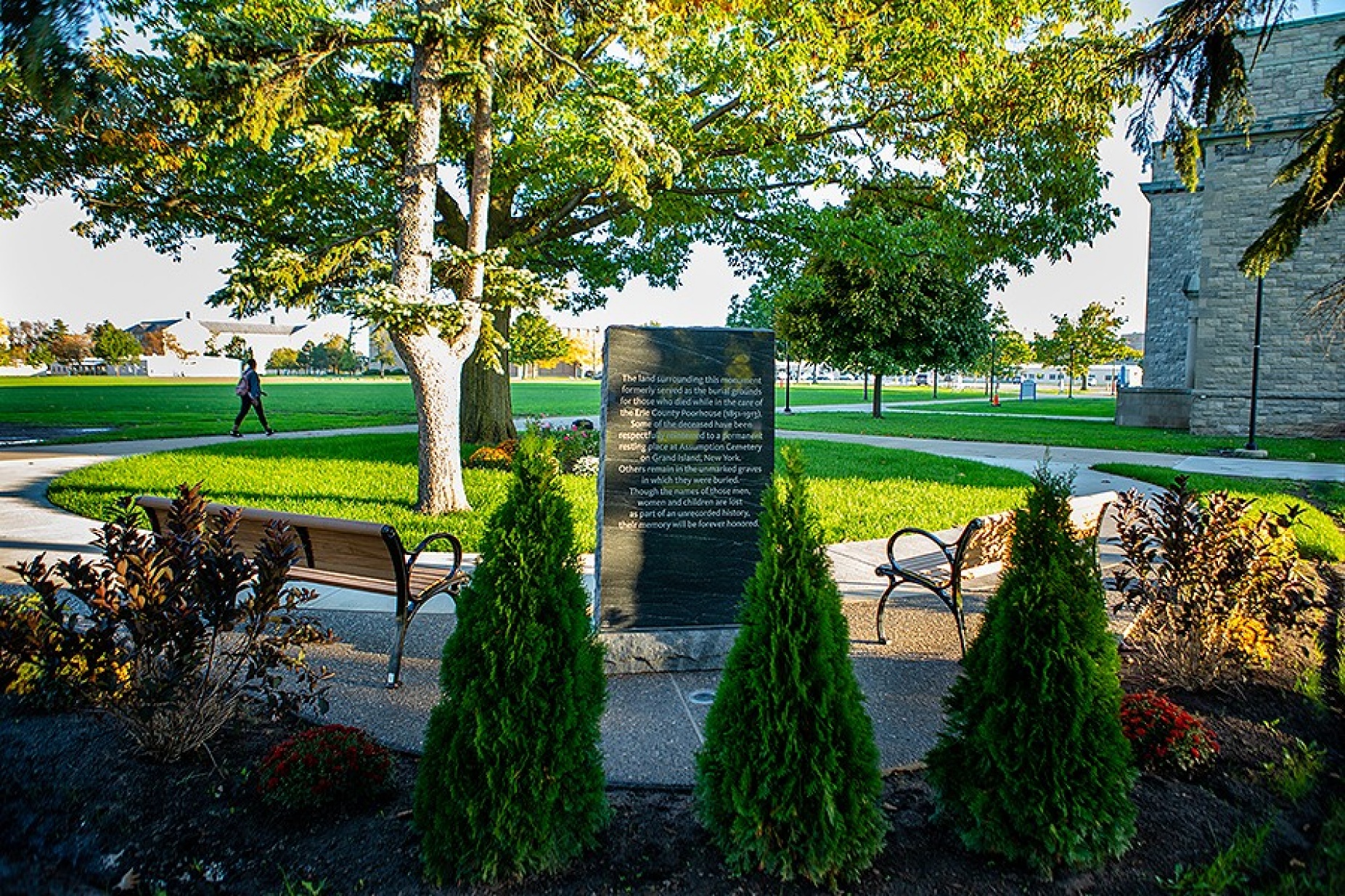 The South Campus memorial garden. 