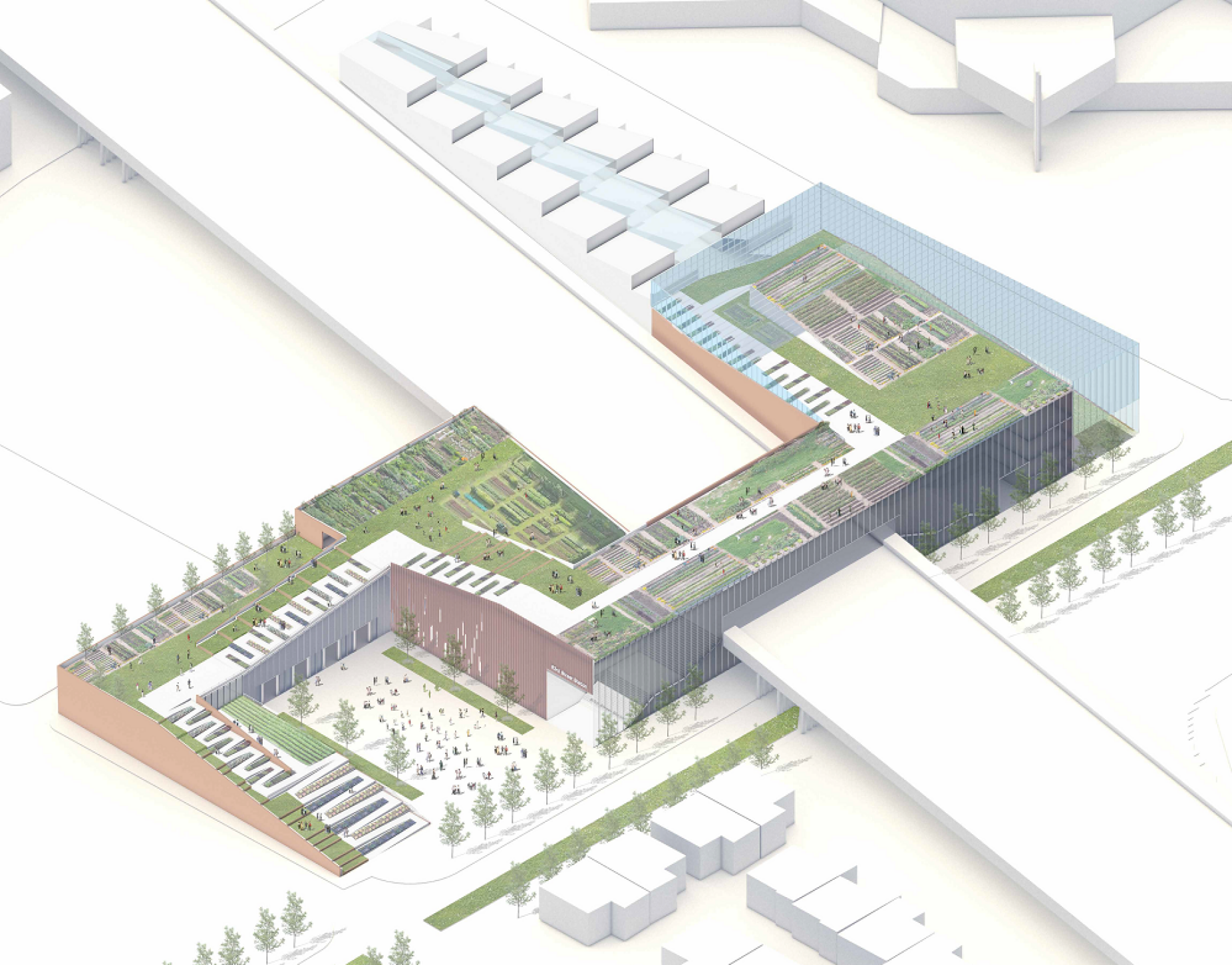 Zoom image: "Roots" would create a grand avenue connecting two transit hubs and a gateway to the proposed Obama Library in Woodlawn, outside Chicago. The design concept earned UB's National Organization of Minority Architecture Students first place in a national design competition. 