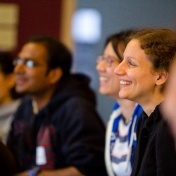 Photo of international students at UB. 