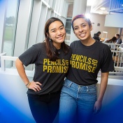 Managment Students from left, Alexandra Chang and Liz Humphrey in Alfiero Hall. 