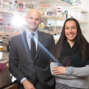 Jennifer Martin with David Dietz in the lab. 