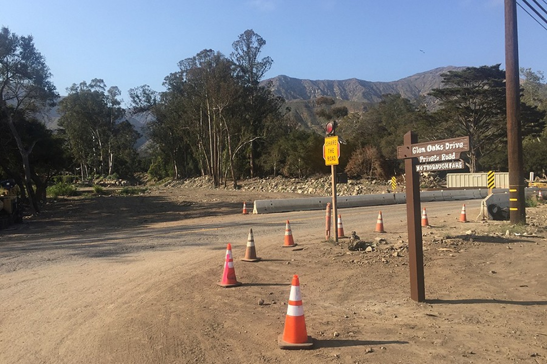 A devastated neighborhood in the Montecito area of California, downstream from the Thomas Fire that burned in nearby hills. 