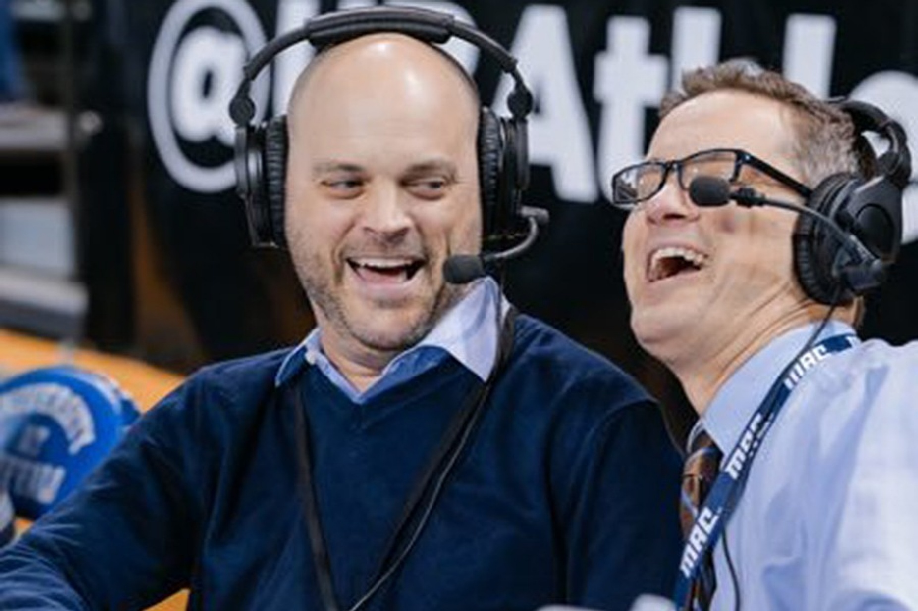 Josh Whetzel, the radio play-by-play man for all UB men’s basketball home and away games and Jon Fuller.