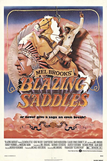 Movie poster for &ldquo;Blazing Saddles,&rdquo; 1974, directed by Mel Brooks. 