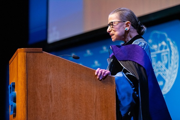 Zoom image: Justice Ruth Bader Ginsburg is the first U.S. Supreme Court justice to visit UB. Photo: Douglas Levere 
