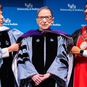 Justice Ginsburg received an honorary degree during her visit to UB. 