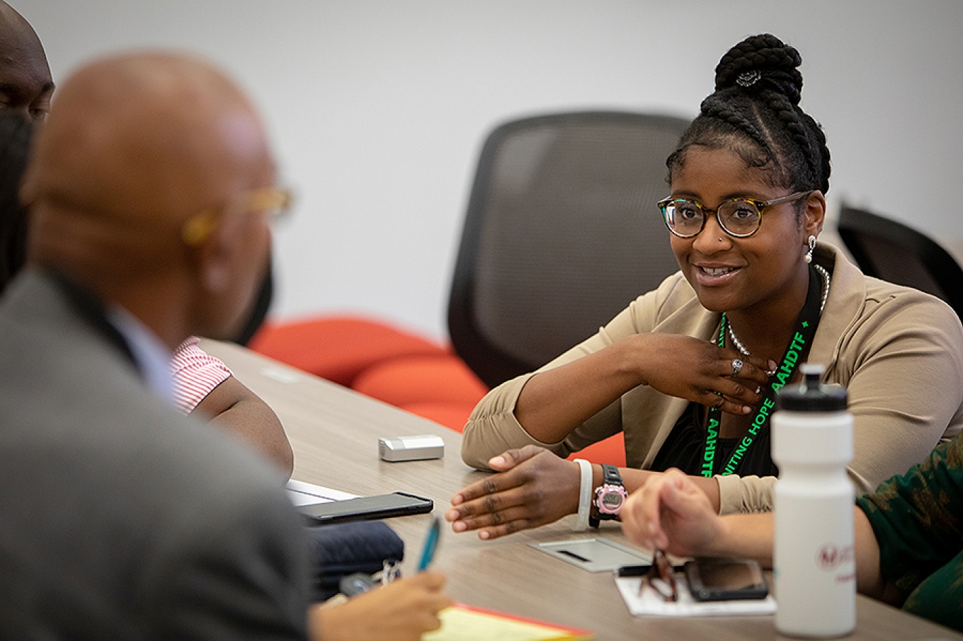 Adetayo Oladele-Ajose, standing, facilitates a breakout session on Saturday. 
