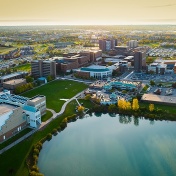 Aerial view of North campus in the autumn. 