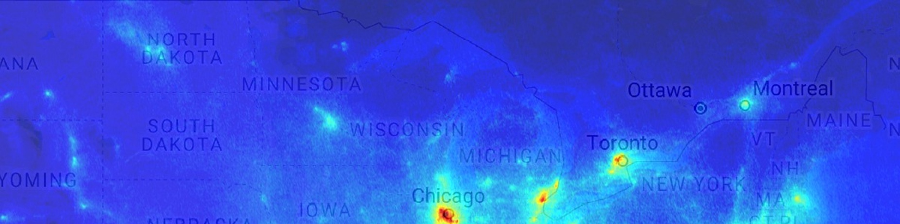 satellite mapping image of air pollution. 