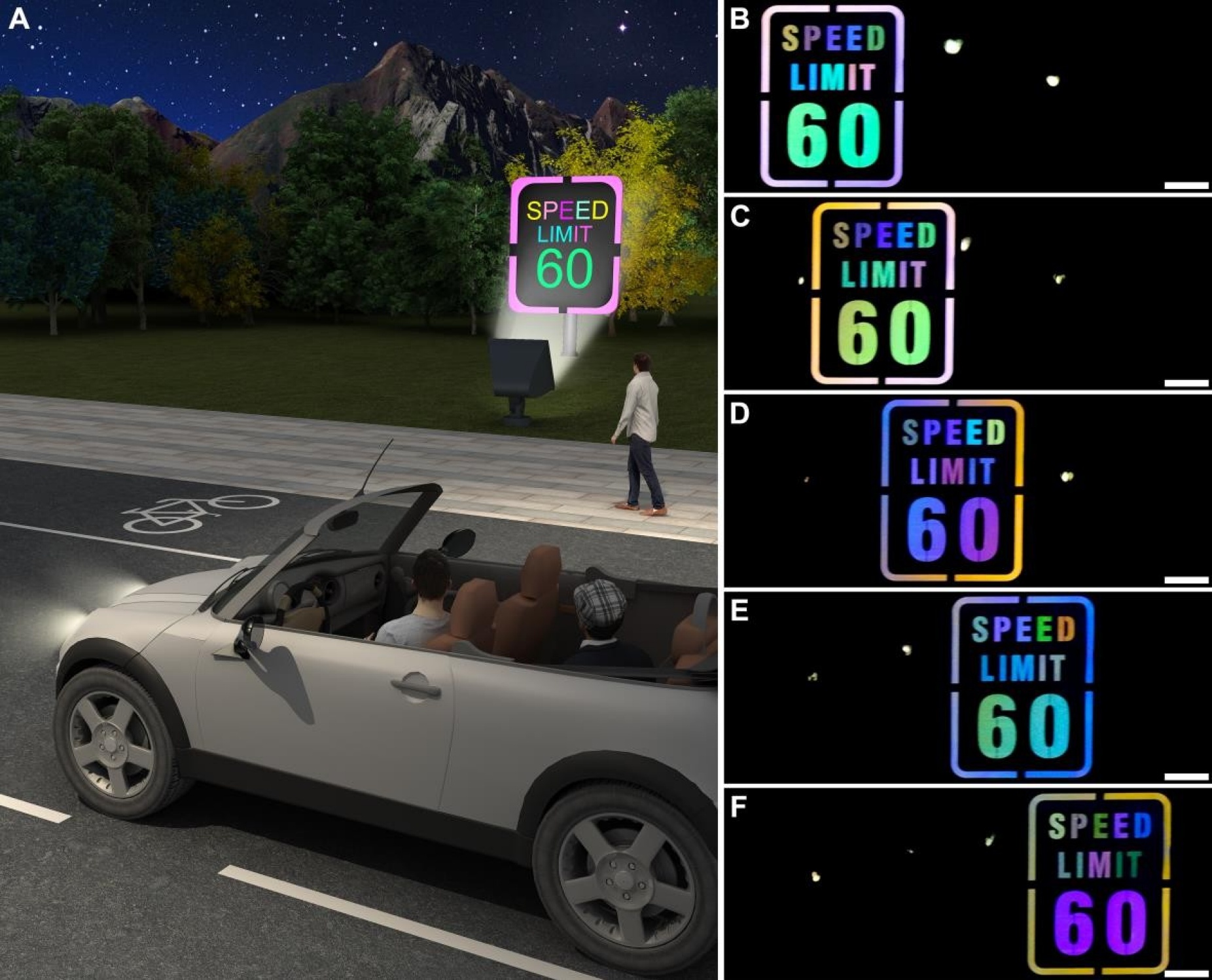Image showing a color-changing road sign developed by UB researchers. 
