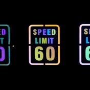 Series of images showing a color-changing road sign developed by UB researchers. 