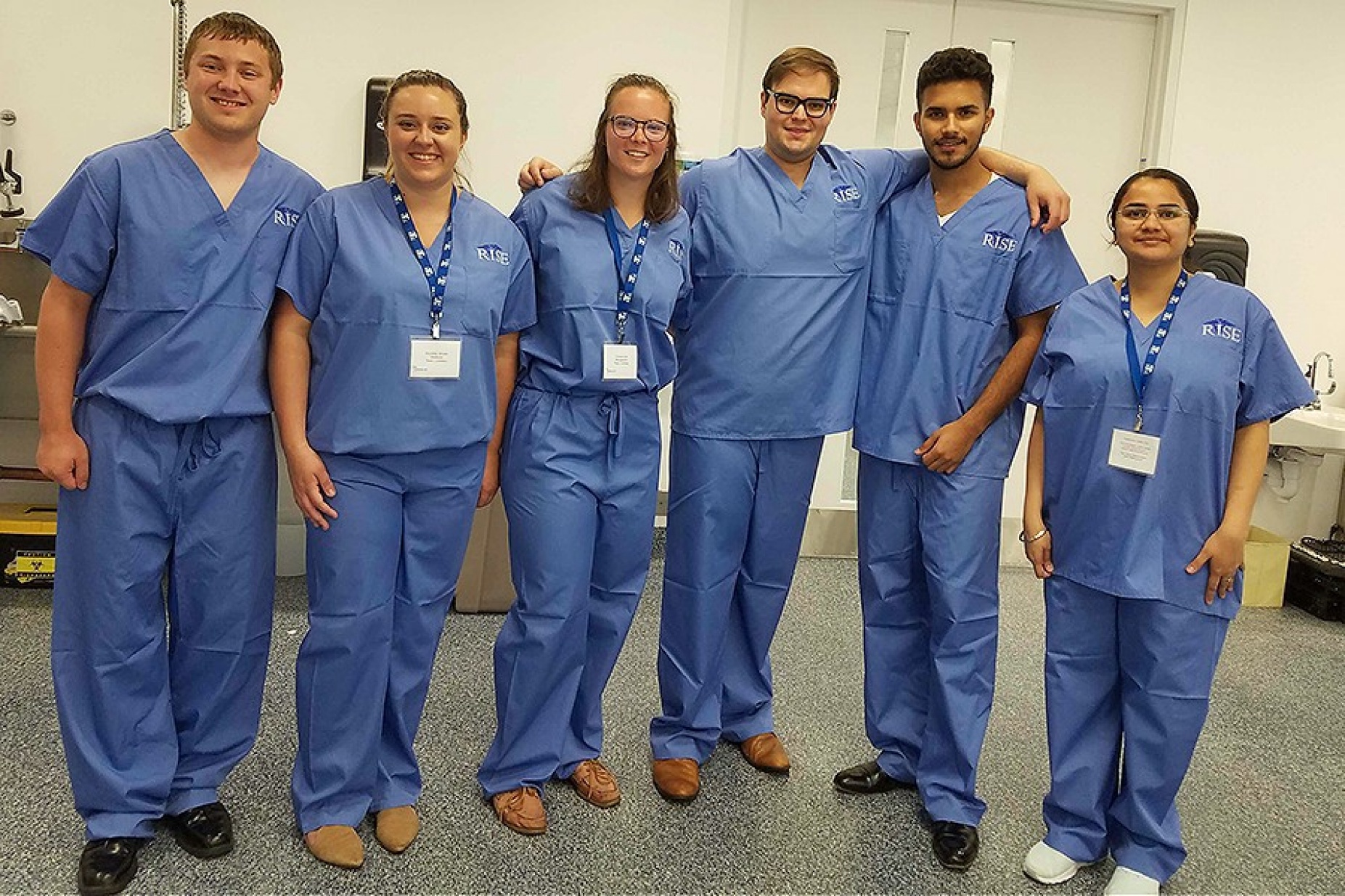 Members of the Limitless team, including Jacob Opalinski, a biomedical engineering student; Nicolette Winder, an MD candidate; Andrea Kraft, an MBA/MPH candidate; Blake Kruger, an MD candidate; Arnav Matta, an innovation management student; and Prerna Pant, PhD candidate, biomedical engineering. 