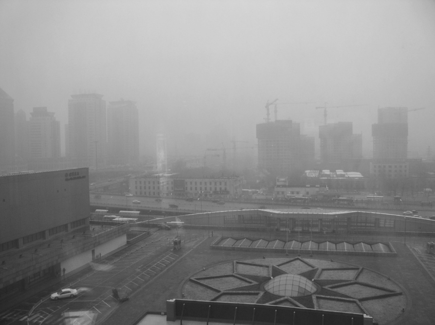 smog hanging over the beijing skyline. 
