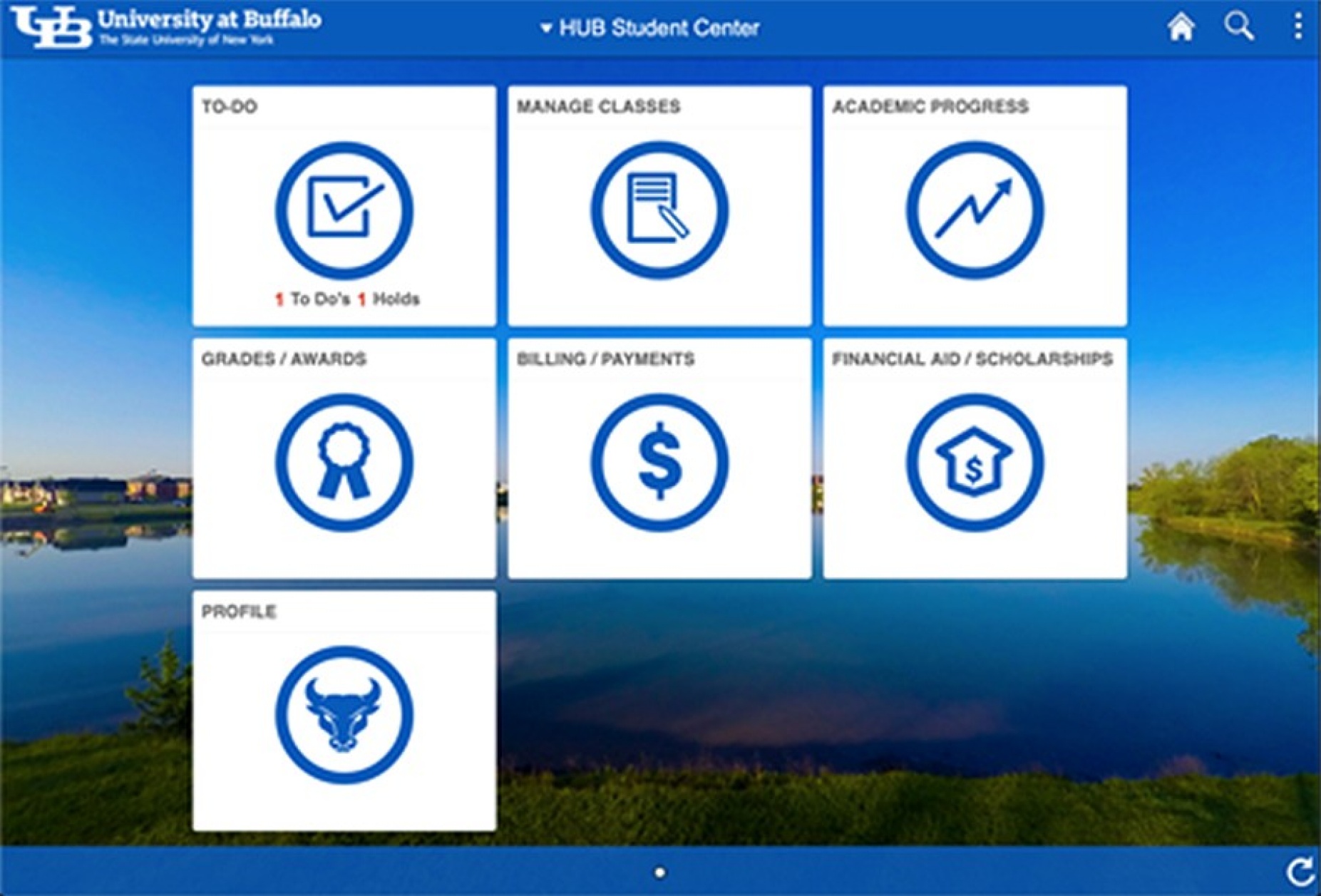The "tiles" page of the newly redesigned HUB site.