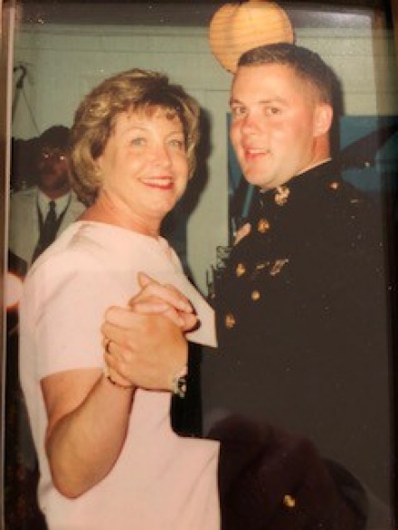 Carol Harvey dances with her son, Jeff Harvey Jr. 