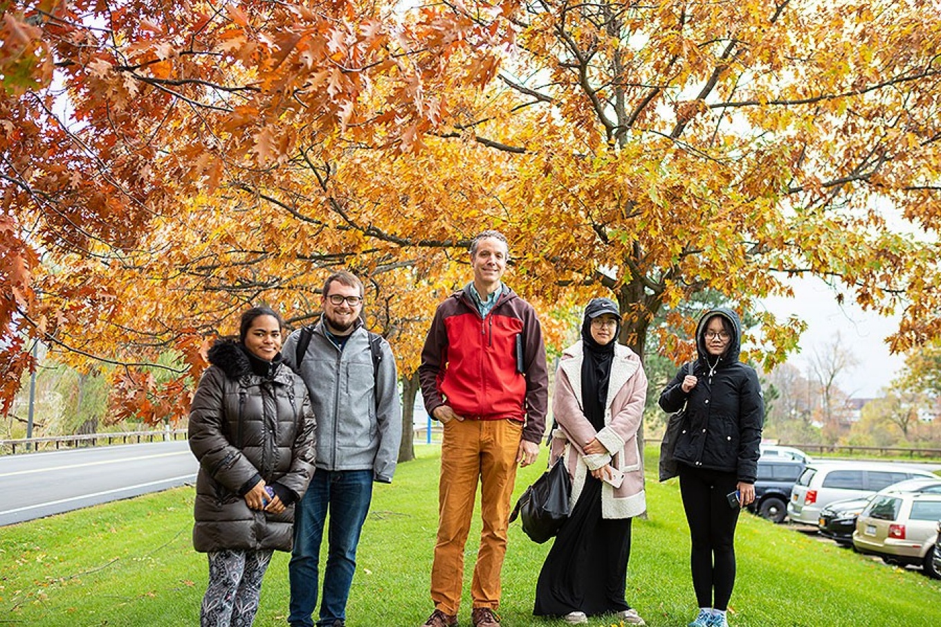 Christin Bratton (undergrad, environmental studies); David Torgerson (master’s, management information systems, not in the class but working on a related project); Adam Wilson (assistant professor, geography); Shaima Abughanem (undergrad, environmental design): Trang Le (undergrad, economics). 