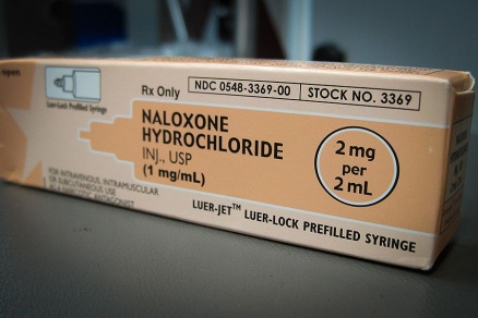 box of naloxone.