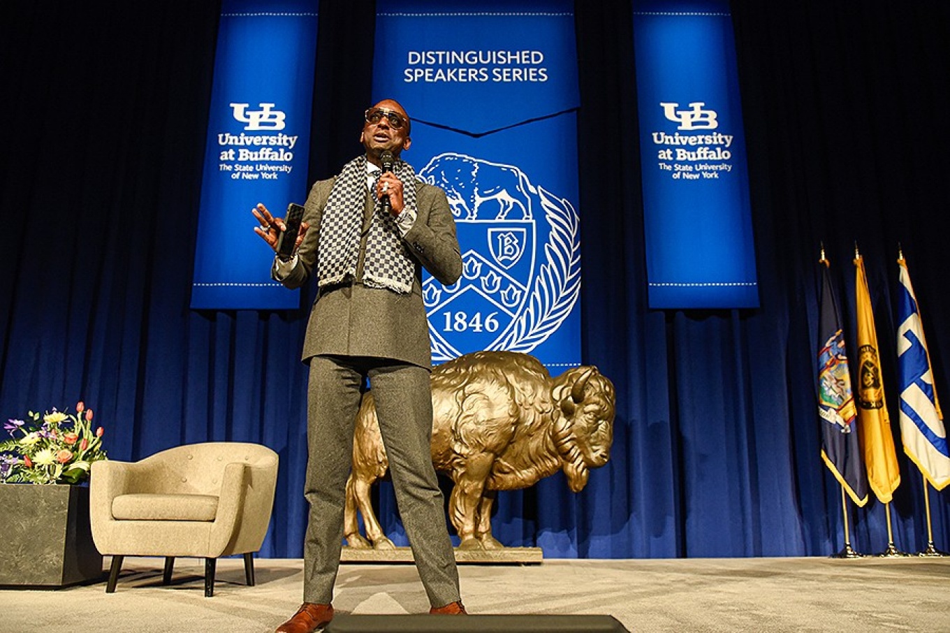 Yusef Salaam delivered remarks during UB’s 44th Annual Martin Luther King Jr. Commemoration. 
