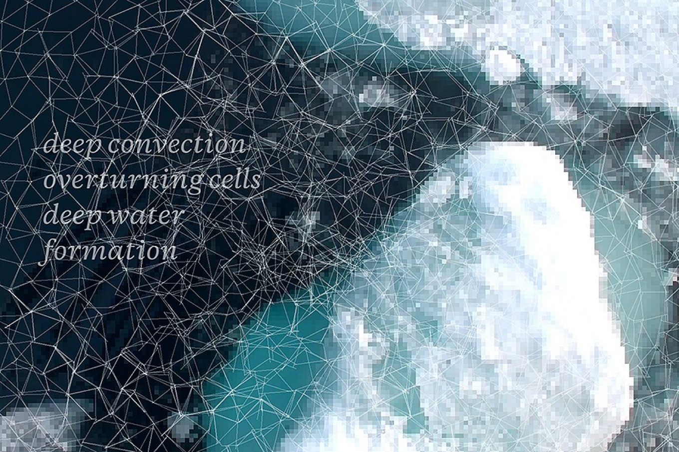 Zoom image: An interactive back wall that combines video and audio works based on icebreaking and shipping in the far North, and uses a Kinect motion sensor that responds to activity present in the room to alter the video and audio in real time, evoking effects of human disruption of the Arctic environment. Image: Courtesy of the artists 