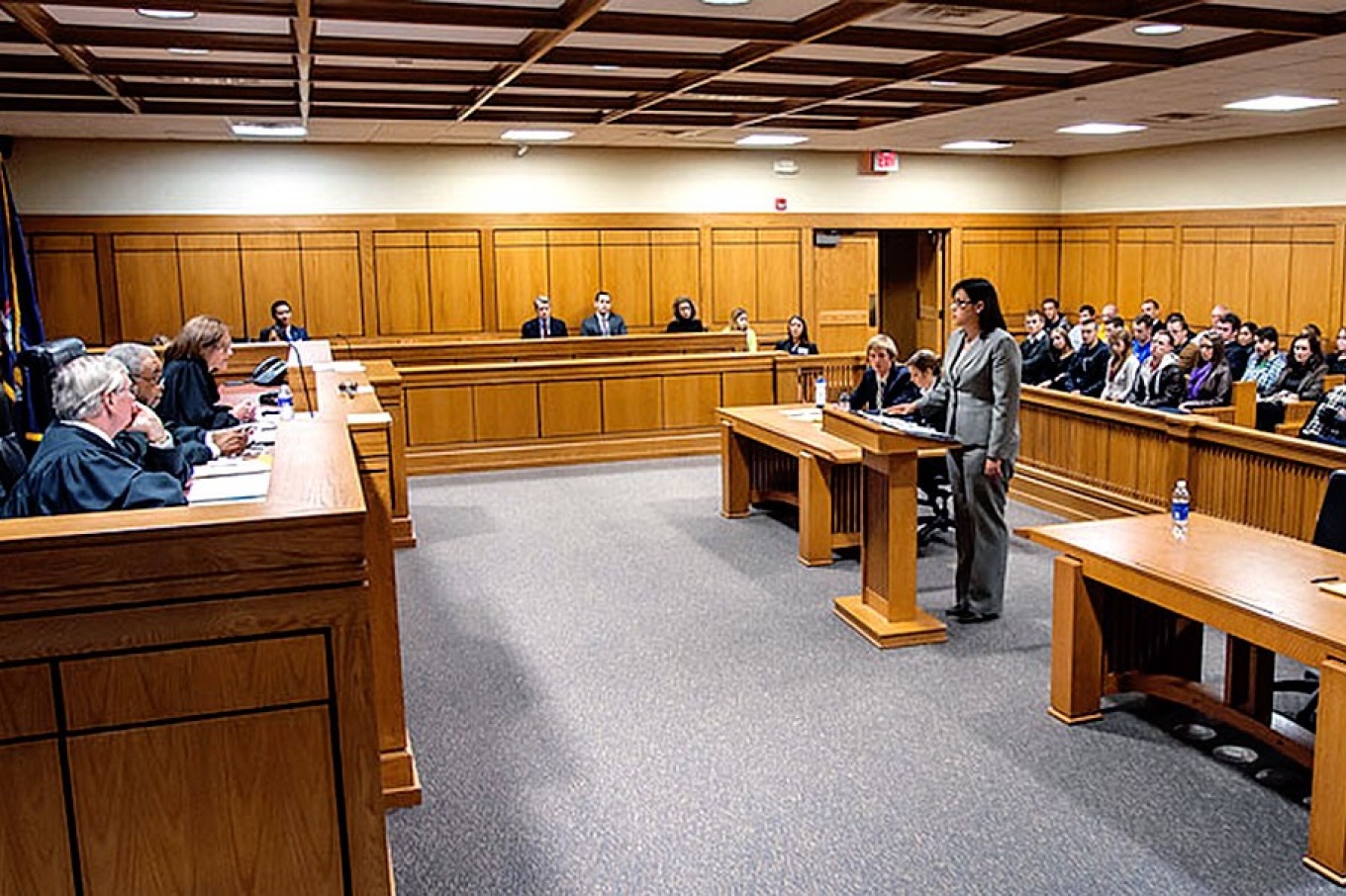 law student in the courtroom. 