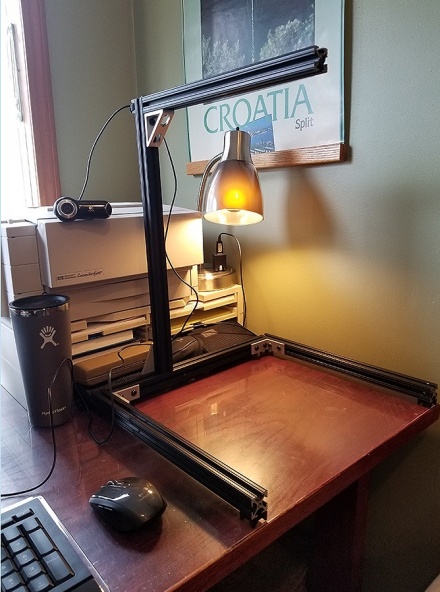 Zoom image: Igor Jankovic and Todd Snyder channeled their inner-MacGyver to build a document reader that faculty can use from home. 