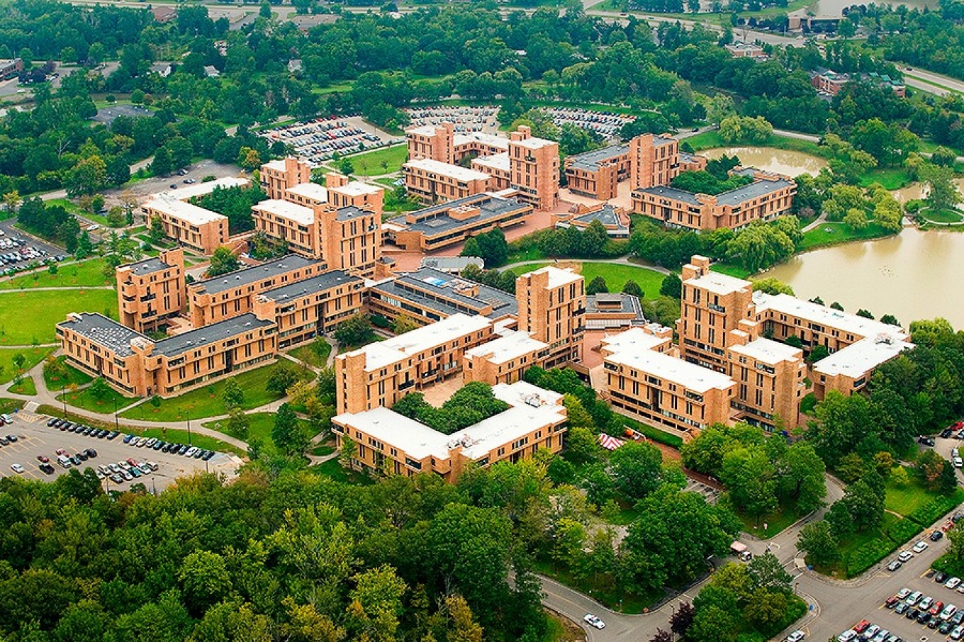 Aerial view of the Ellicott Complex where the Millard Fillmore Academic Center and Porter Quad is located. 