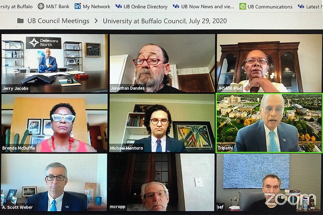 UB Council meeting on July 29, 2020. 