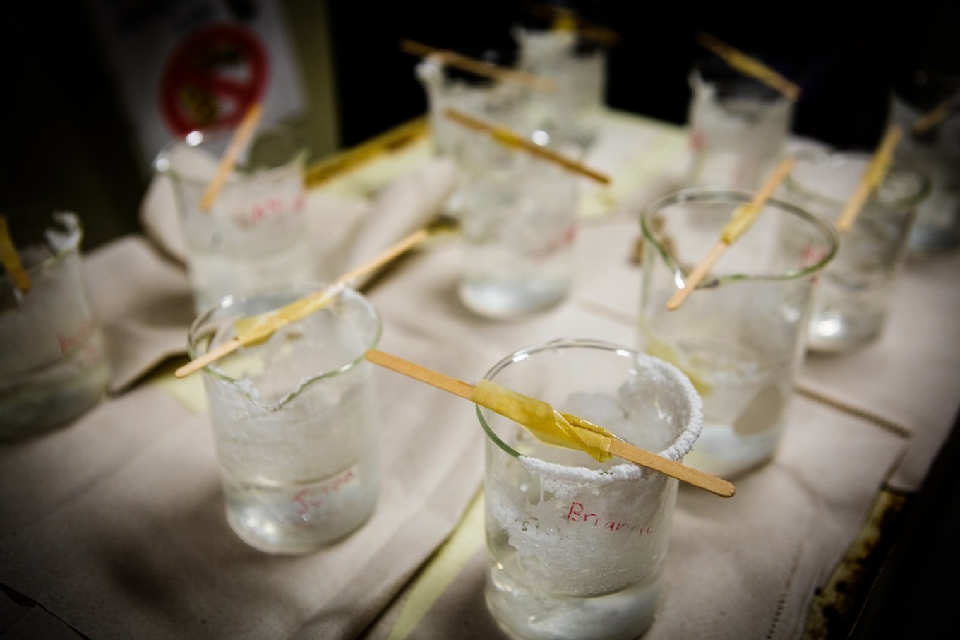 Growing crystals in jars. 