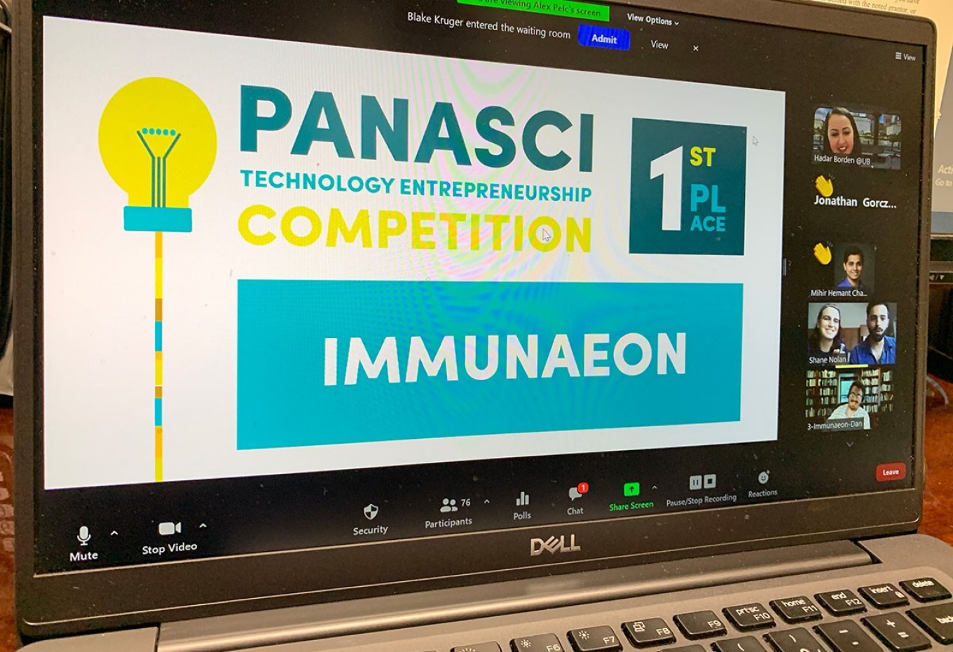 Winning company immunalon featured on a computer screen. 