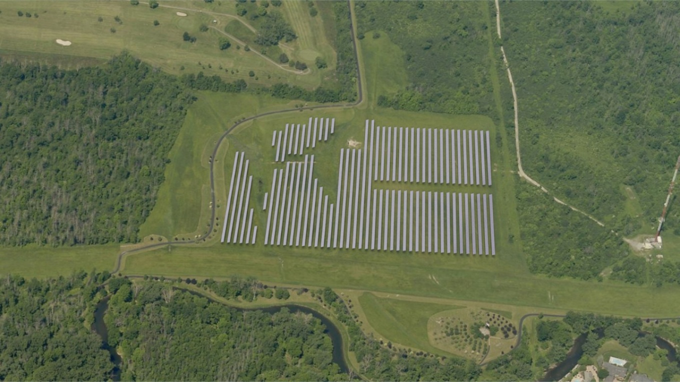 Rendering of a solar array viewed from the east. 
