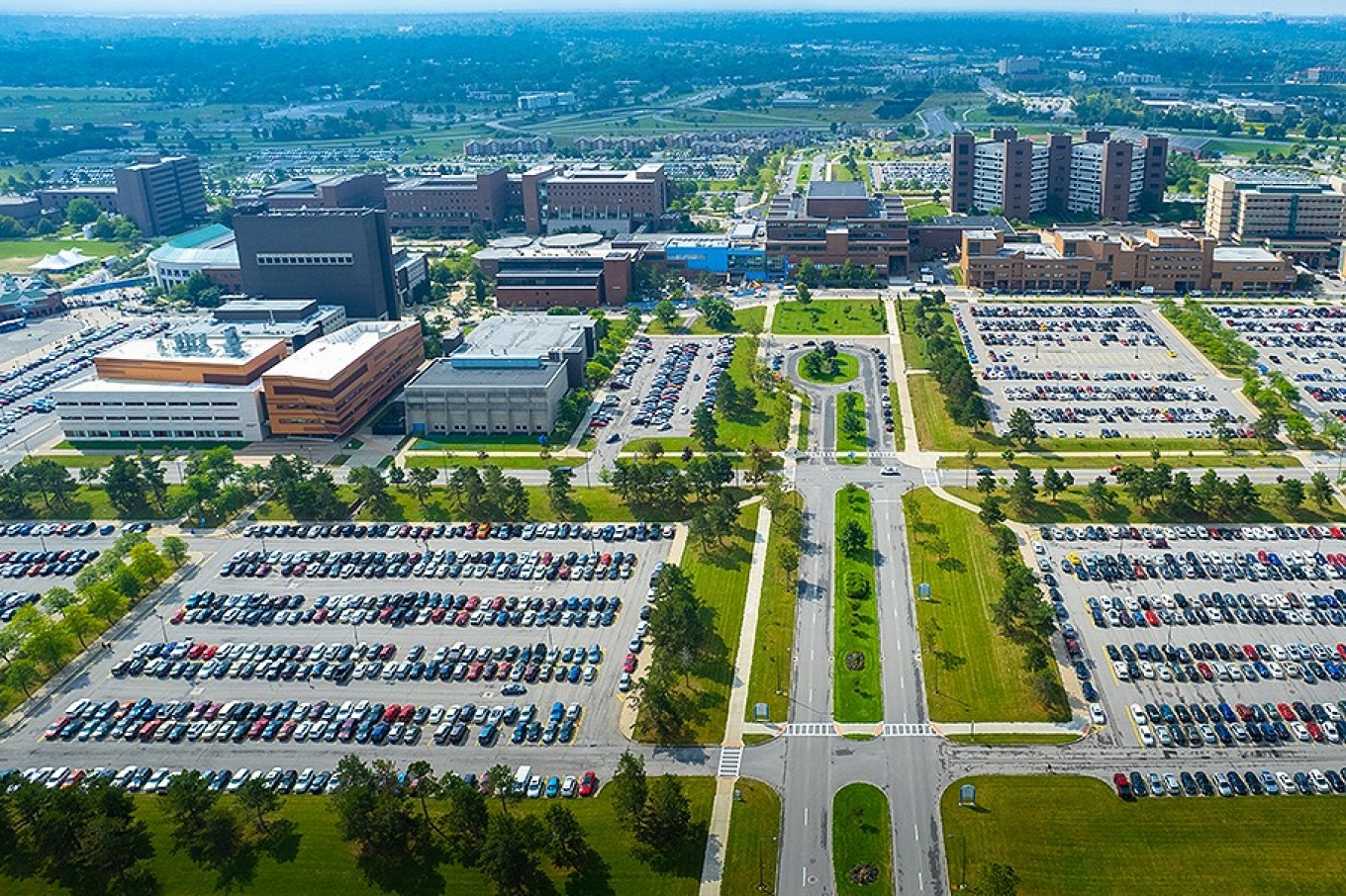 Aerial view of Engineering buildings on UB's North Campus. 