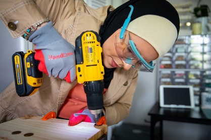Zoom image: As Aref grew her jewelry-making business to create more pieces, a rig began a necessity. 