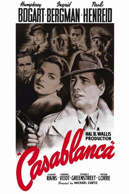 Movie poster for "Casablanca," 1942. 