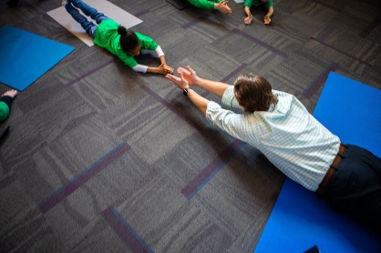 Zoom image: The classes consisted of movement and breathing exercises, relaxation, meditation games, reading and music. 