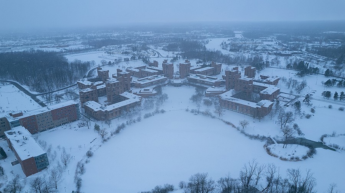 Zoom image: The Ellicott Complex after the blizzard. Photo: Douglas Levere 