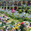 memorial for victims of Tops mass shooting. 