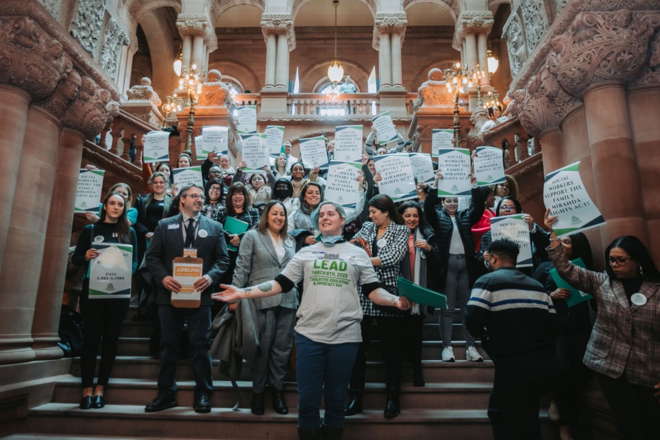 Social work students saw how they could advocate for policy change during a press conference in the Capitol Building. Photo: LEAD. 