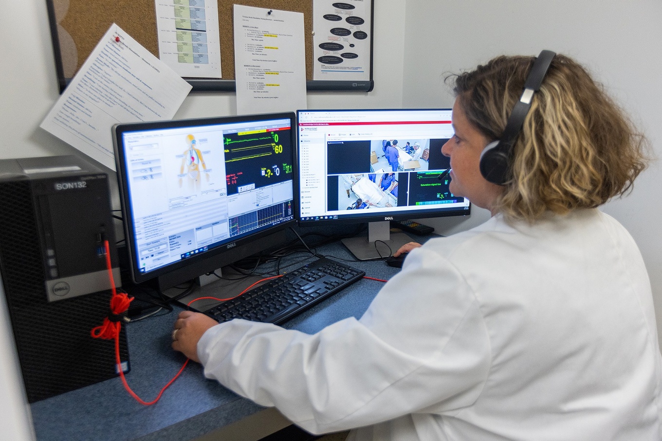 Kelly Foltz-Ramos, Director of Simulation, runs the nursing simulation. 