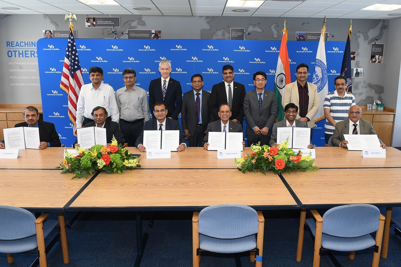 Participants of the UB-Indian Institutes of Technology UB-Indo Workshop, including signees of memorandum of understanding. 