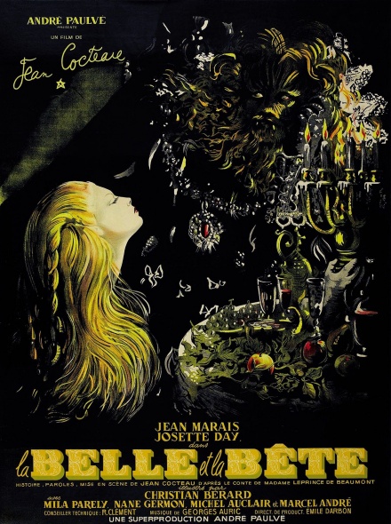 French movie poster for "La Belle et La Bete" (Beauty and the Beast). 